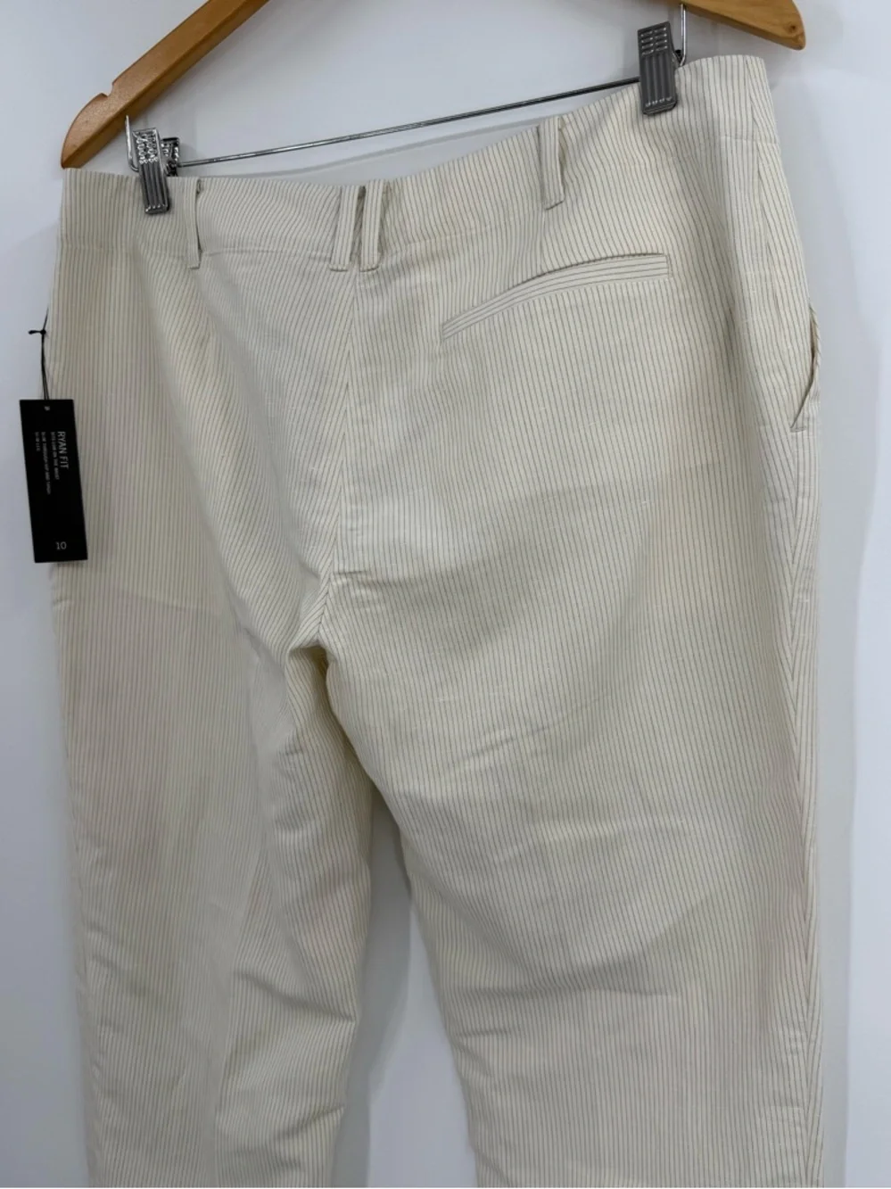 ✦NWT Banana Republic Ryan Fit Pinstripe Silk Linen Trousers | Cream | 10
